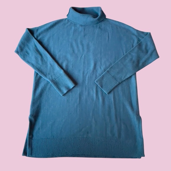 Ann Taylor turquoise green blue mock turtleneck sweater small  petite - Picture 1 of 7